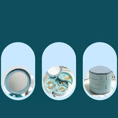 Brehn | Schmuckbox - 360° drehbare Aufbewahrungsbox für Schmuck, maximaler Schutz und Organisation