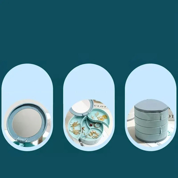 Brehn | Schmuckbox - 360° drehbare Aufbewahrungsbox für Schmuck, maximaler Schutz und Organisation