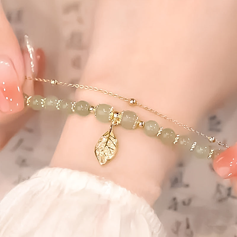 Brehn | Hetian Jade Blattgold Armband
