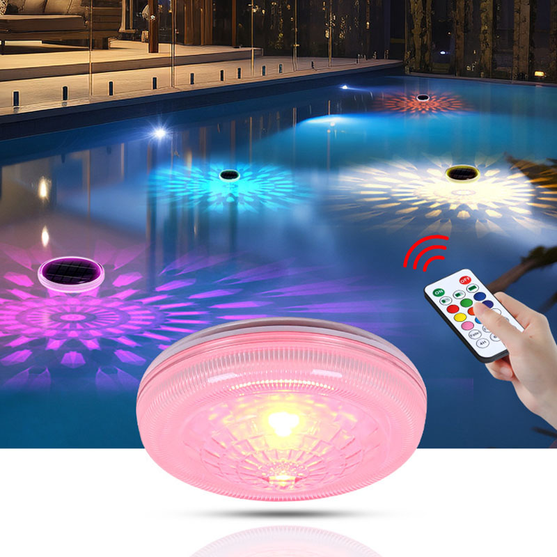 Brehn | 2 Stk. - Timer-Funktion Solarbetriebene Poolbeleuchtung mit 3 Helligkeitseinstellungen & 9 Farben