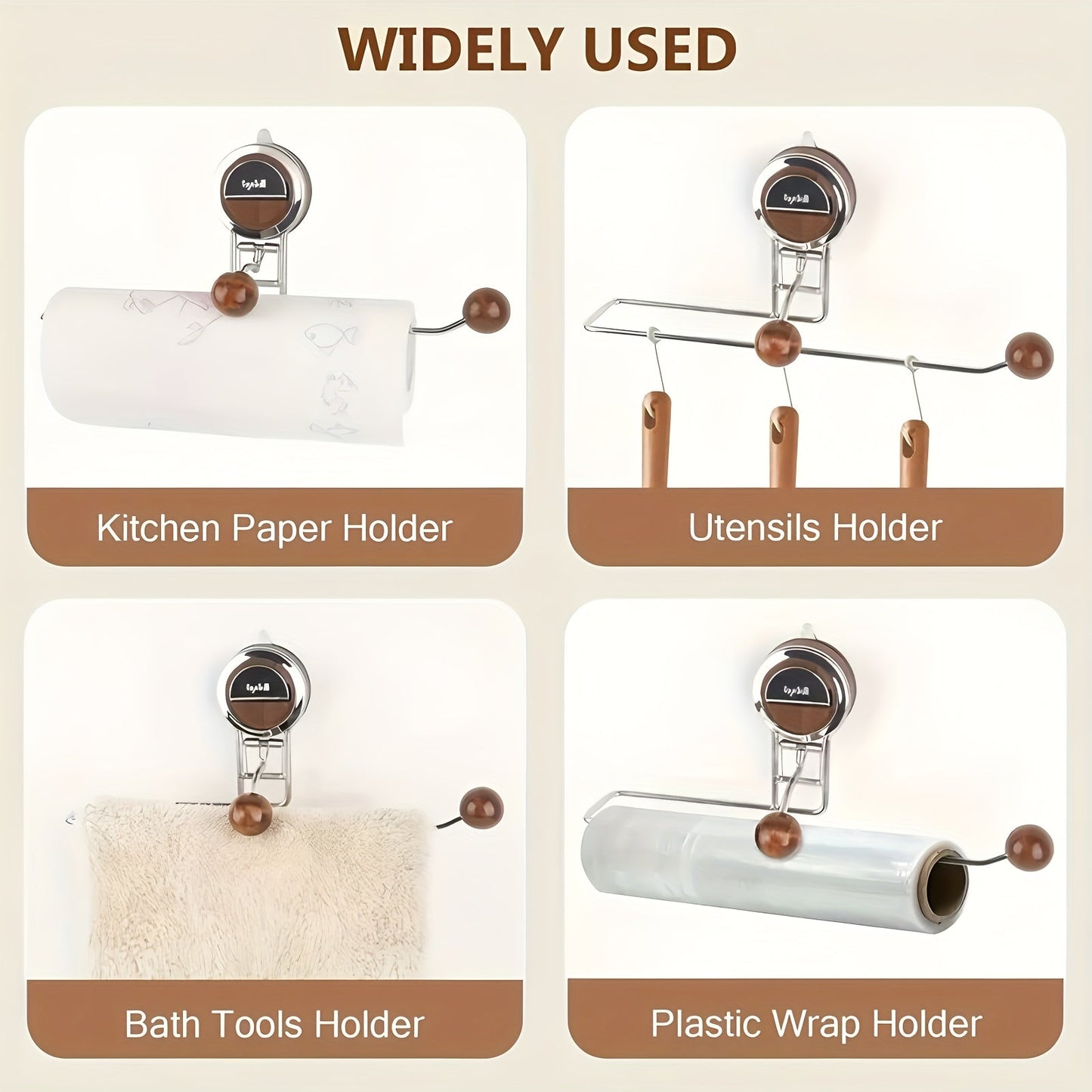 KeukenGrip Rollhalter aus Edelstahl mit Saugfuß | Brehn