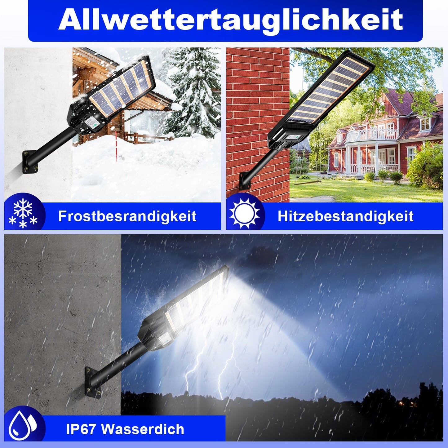 Solarlampe Straßenlaterne mit Bewegungssensor 300W/400W | Brehn
