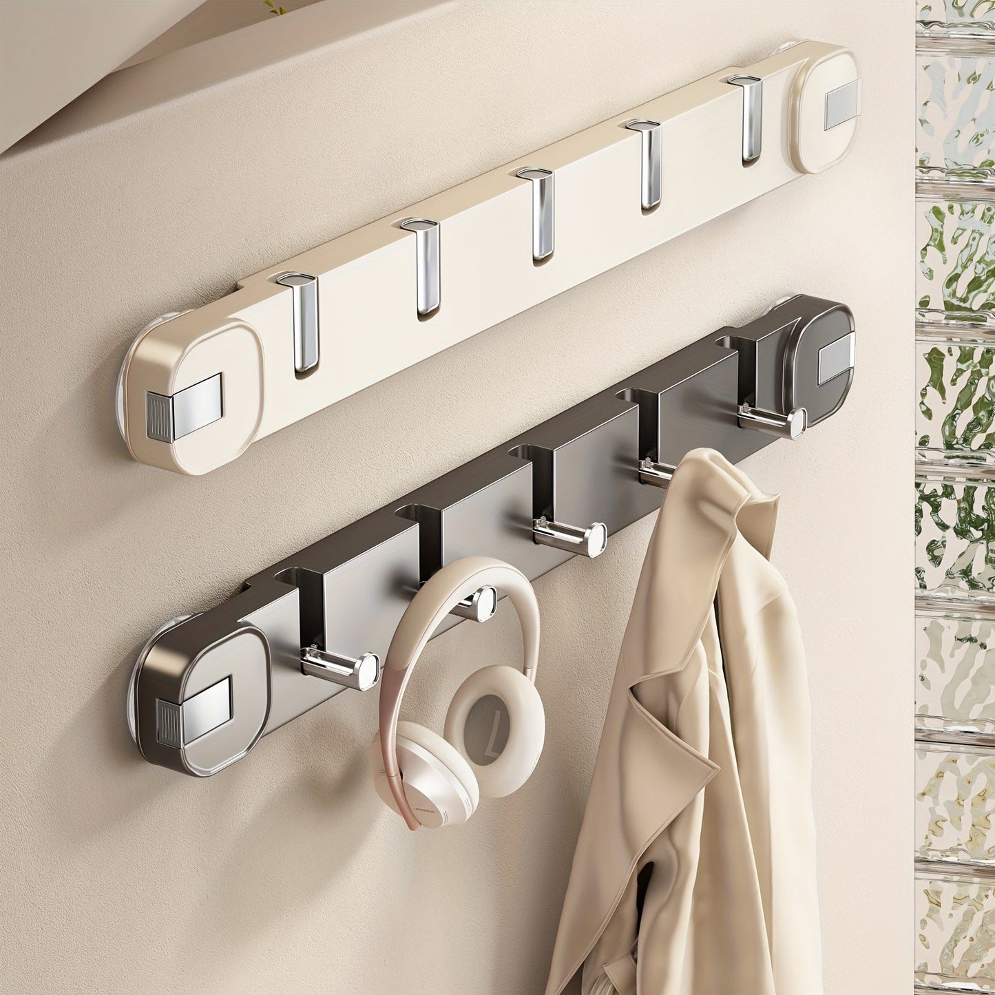 Wandhakenpanel ohne Bohren – OrganizePlus versteckter 5-Haken-Regal | Brehn