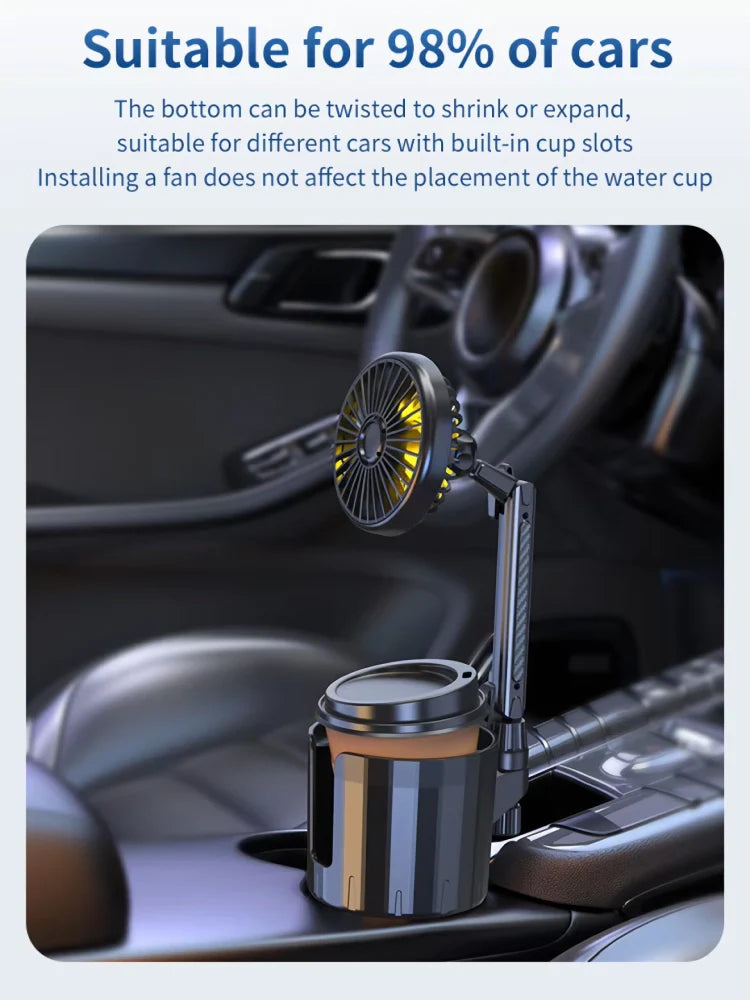 2-in-1 Auto Becherhalter Ventilator mit einstellbarer Kühlung und USB-Ladung | Brehn