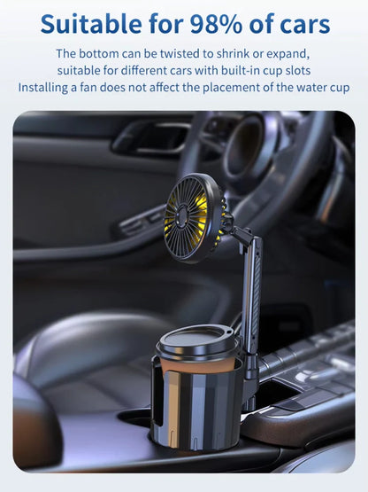 2-in-1 Auto Becherhalter Ventilator mit einstellbarer Kühlung und USB-Ladung | Brehn