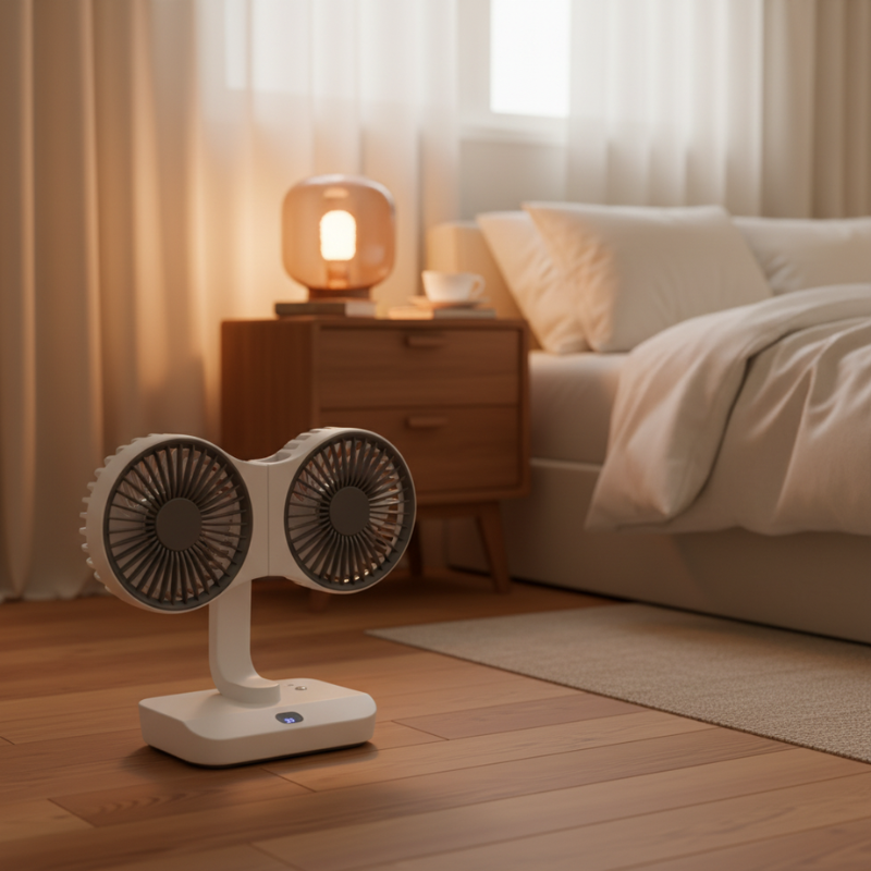 Wiederaufladbarer Ventilator mit Doppelkopf | Brehn