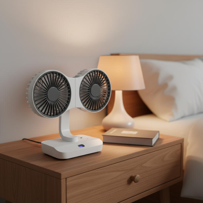 Wiederaufladbarer Ventilator mit Doppelkopf | Brehn
