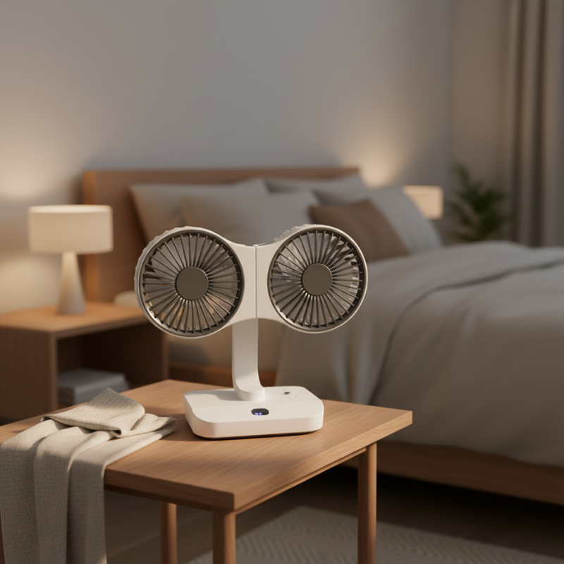Wiederaufladbarer Ventilator mit Doppelkopf | Brehn