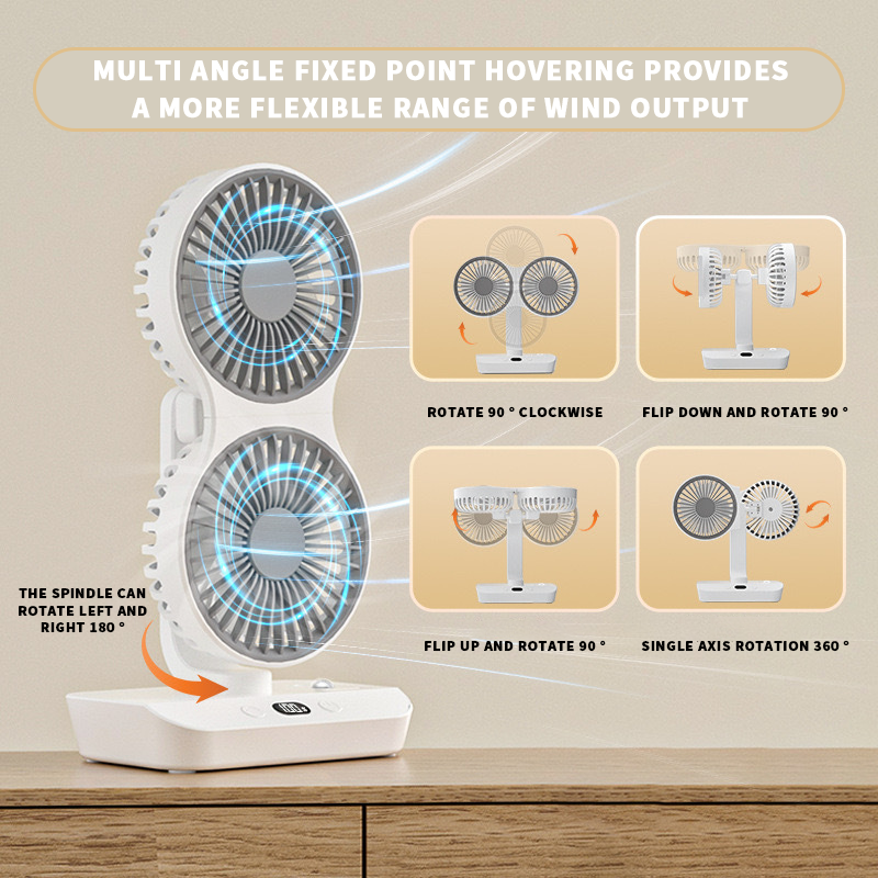 Wiederaufladbarer Ventilator mit Doppelkopf | Brehn