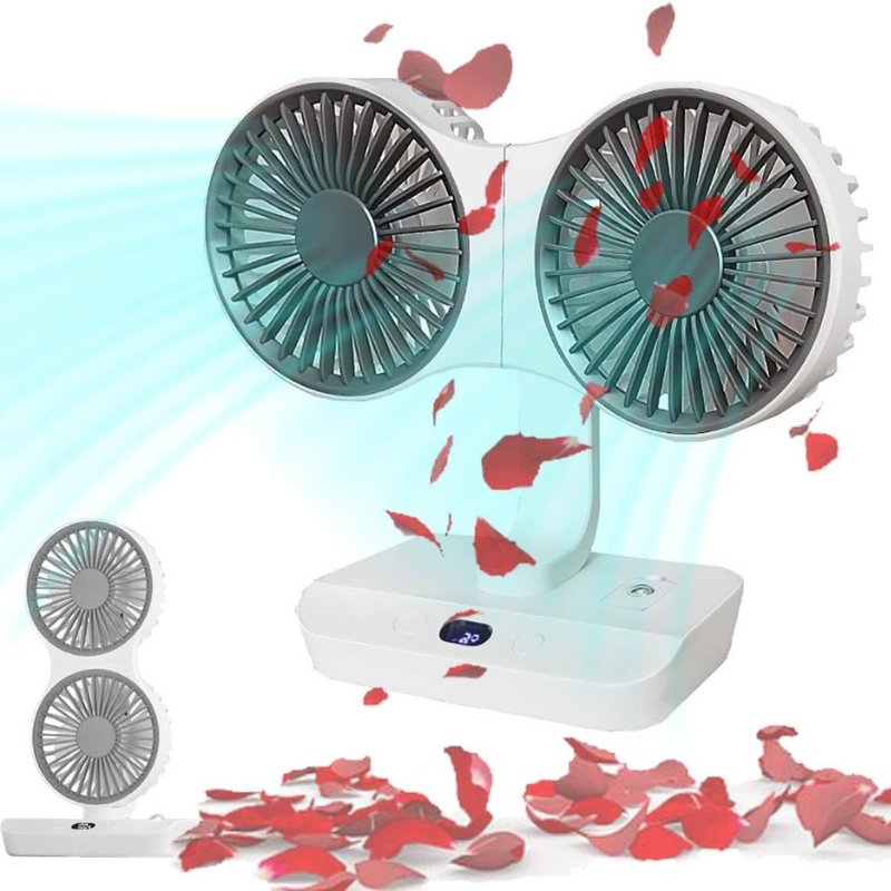 Wiederaufladbarer Ventilator mit Doppelkopf | Brehn