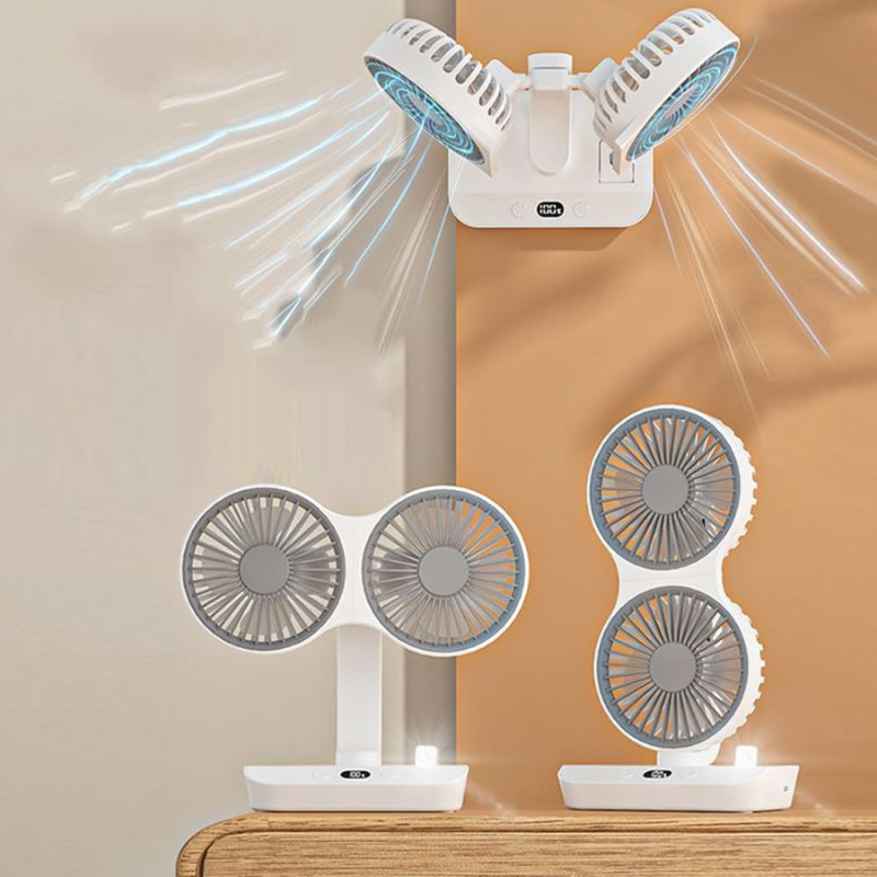 Wiederaufladbarer Ventilator mit Doppelkopf | Brehn