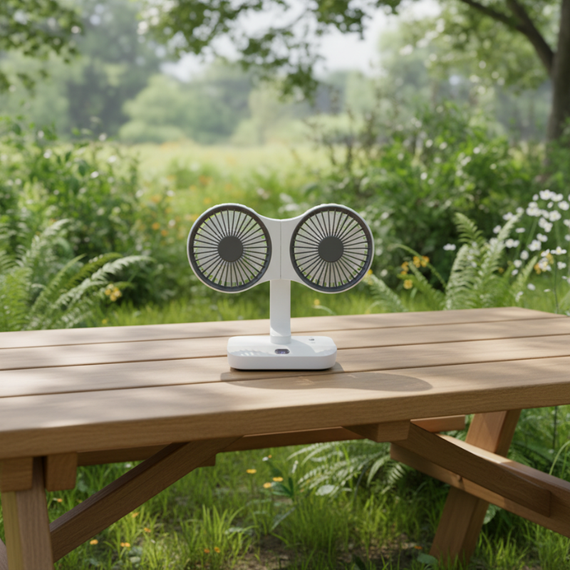 Wiederaufladbarer Ventilator mit Doppelkopf | Brehn