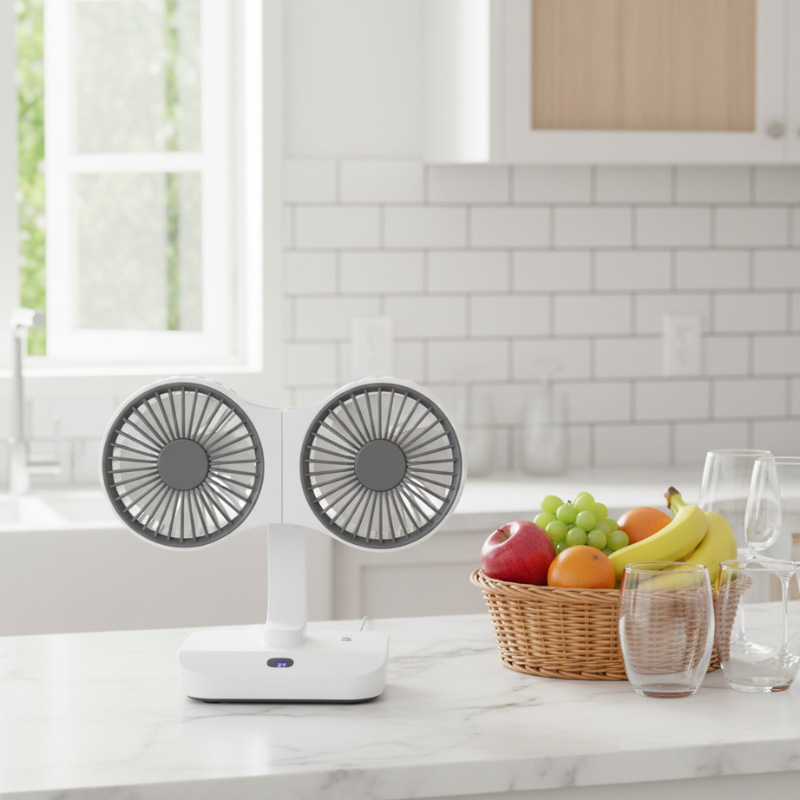 Wiederaufladbarer Ventilator mit Doppelkopf | Brehn