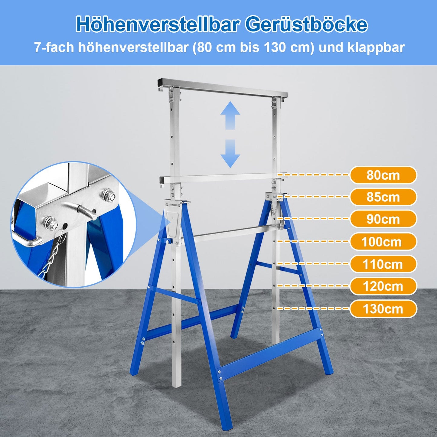 2x Gerüstbock Klappbock 7-fach höhenverstellbar | Brehn