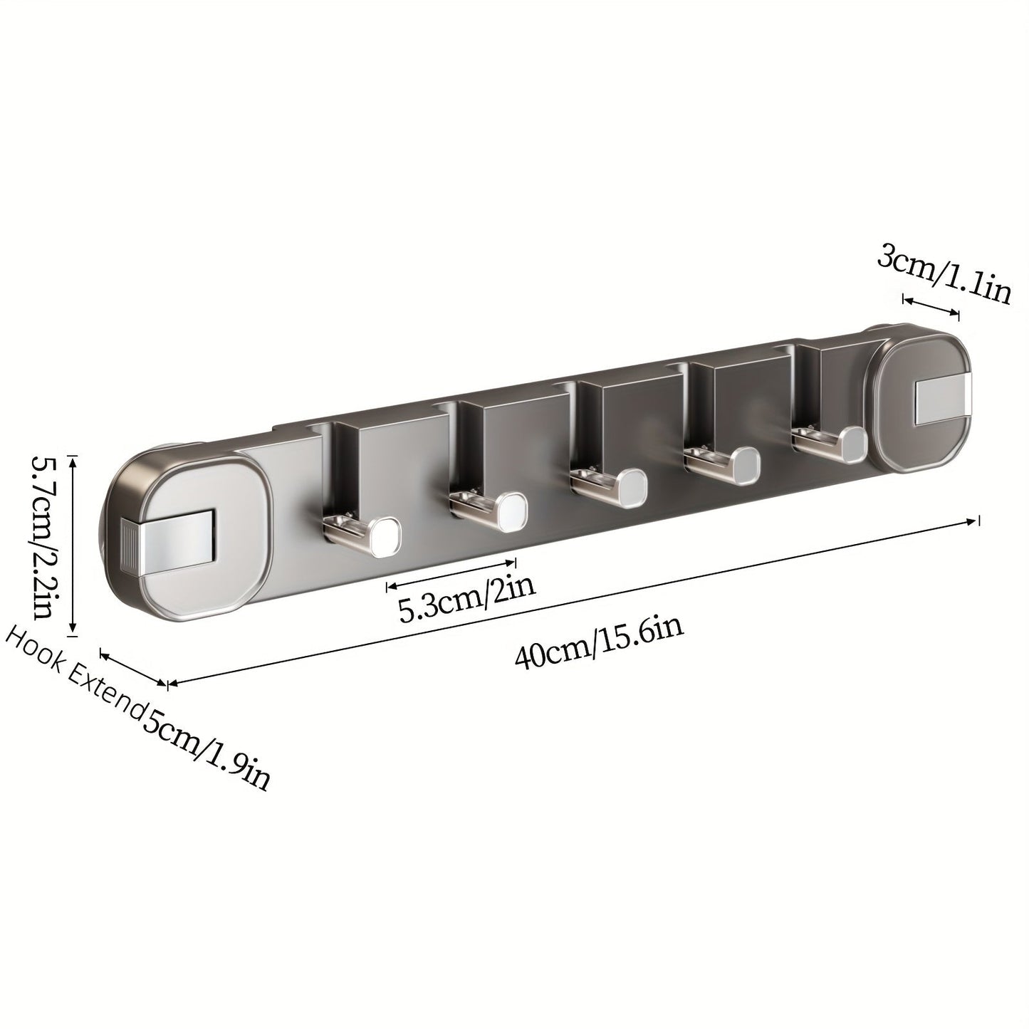 Wandhakenpanel ohne Bohren – OrganizePlus versteckter 5-Haken-Regal | Brehn