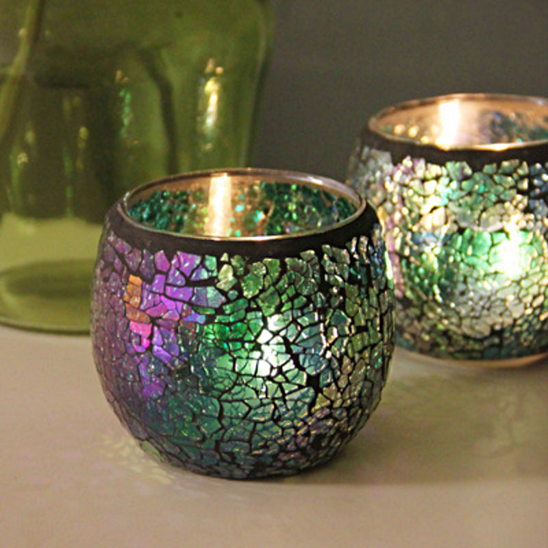 Europäischer Retro Glas Mosaik Teelichthalter