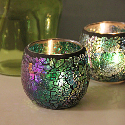 Europäischer Retro Glas Mosaik Teelichthalter