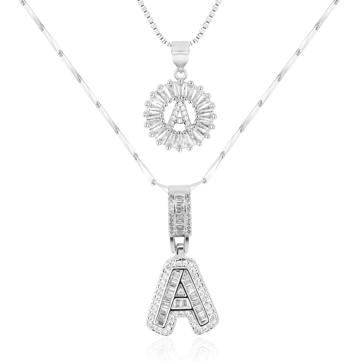 Brehn | 2pc 14k Diamant Buchstaben Initialen Halsketten