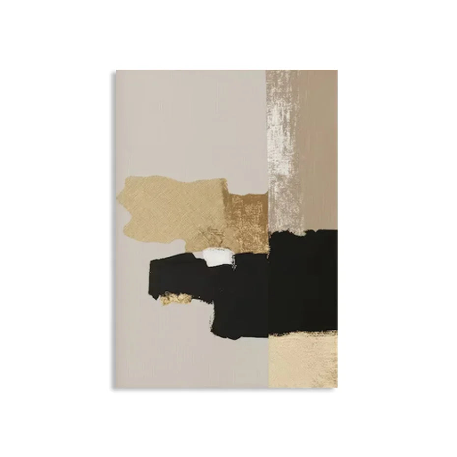 Schwarz Beige Gold Farbblock Abstrakte Wandkunst Fine Art Leinwanddrucke Moderne Bilder Für Wohnzimmer Schlafzimmer Zeitgenössische Inneneinrichtung | Brehn