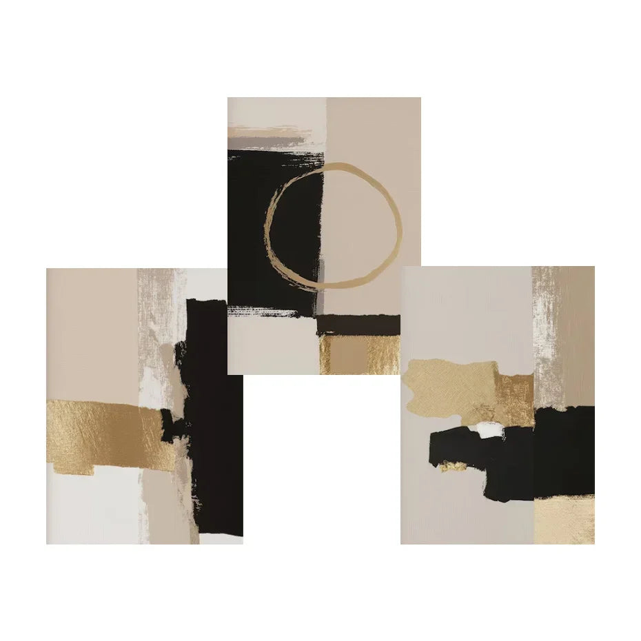 Schwarz Beige Gold Farbblock Abstrakte Wandkunst Fine Art Leinwanddrucke Moderne Bilder Für Wohnzimmer Schlafzimmer Zeitgenössische Inneneinrichtung | Brehn