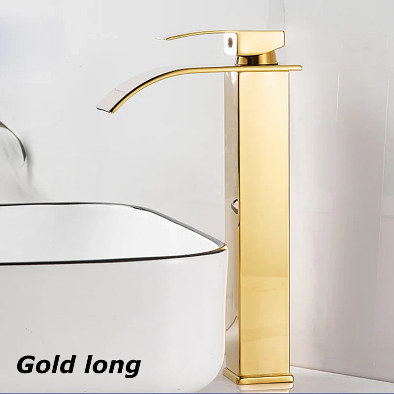 Brehn | Wasserfall-Waschtischarmatur Aqualis Noir | Edelstahl | Heiß- & Kaltwasser | Für Bad & Gäste-WC