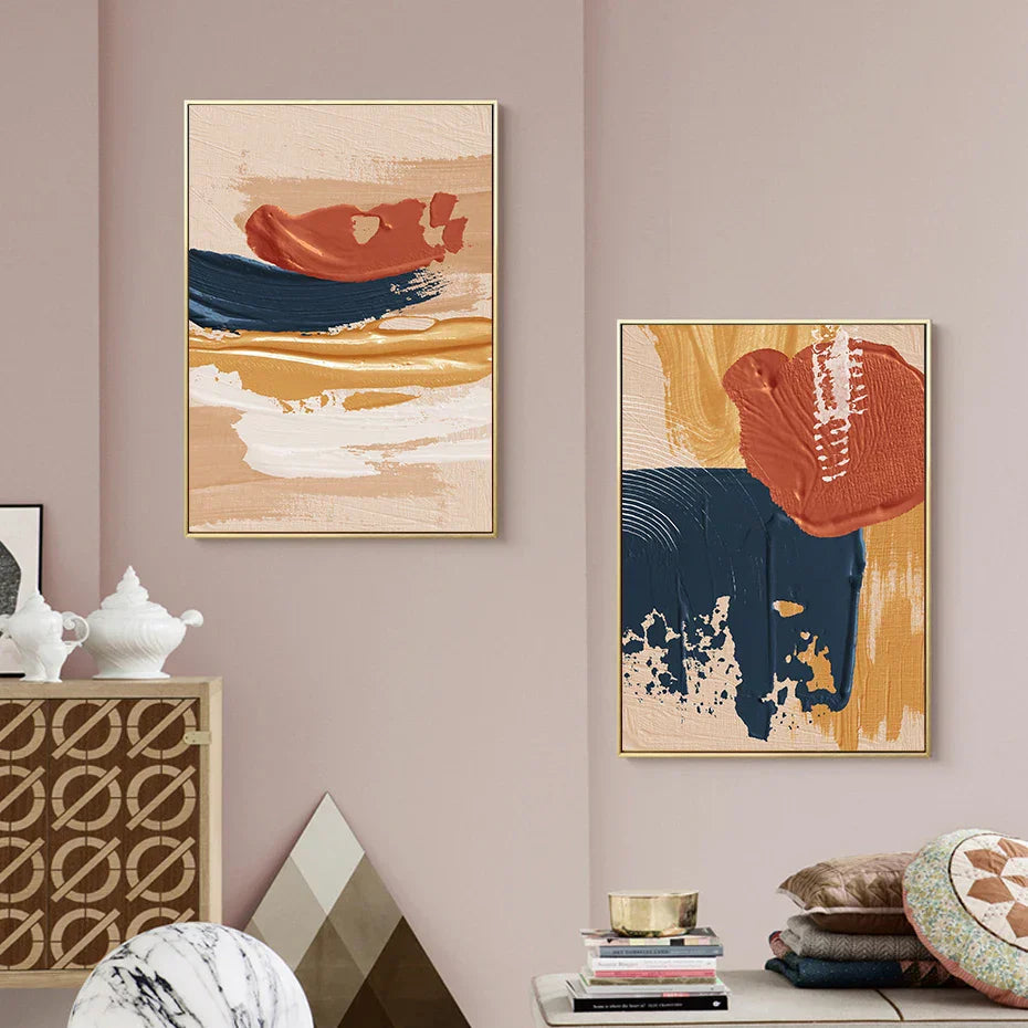 Moderne abstrakte kühne Pinselstrich Farb-Fusion Wandkunst Fine Art Leinwanddrucke Bunte Bilder für das Wohnzimmer | Brehn