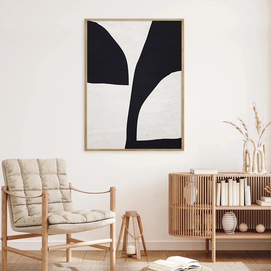 Nordic Minimalist Abstrakt Beige Schwarz Form &amp; Linie Wandkunst Fine Art Leinwanddrucke Bilder für modernes Wohnzimmer Schlafzimmer Kunstdekoration | Brehn