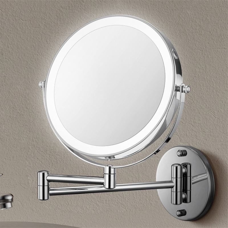 Brehn | Wiederaufladbarer wandmontierter Rasier Spiegel | 360° Drehung. 1X/10X Vergrößerung und verstellbare LED-Beleuchtung zur Nutzung im Badezimmer