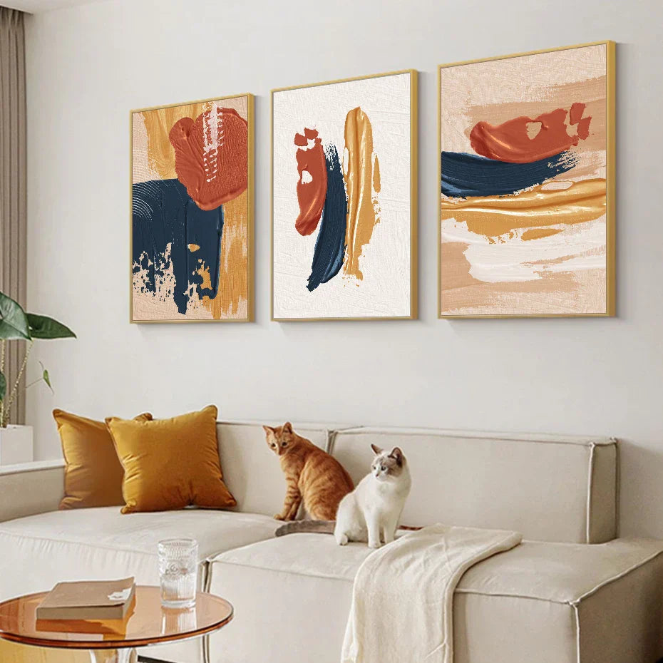 Moderne abstrakte kühne Pinselstrich Farb-Fusion Wandkunst Fine Art Leinwanddrucke Bunte Bilder für das Wohnzimmer | Brehn