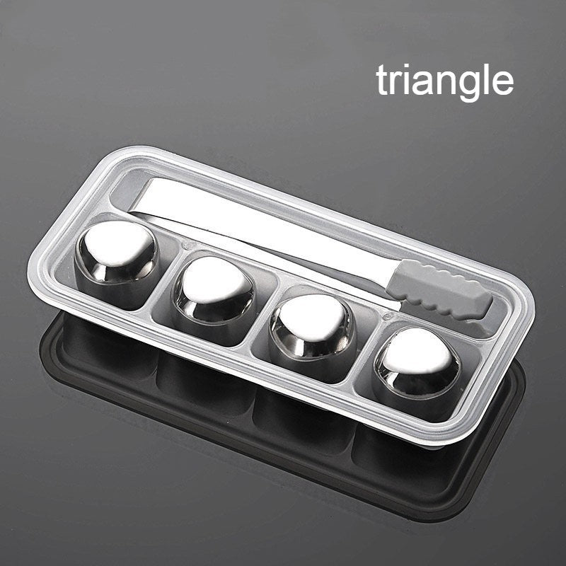 Brehn | Wiederverwendbare Edelstahl-Eiswürfel, mit Tippzange und Aufbewahrungs Tray (Set von 4)