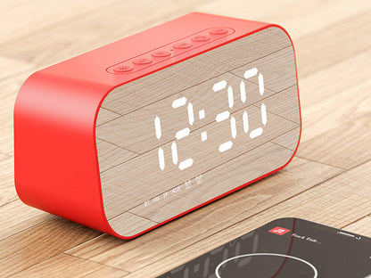Brehn | 3-in-1 Wireless Bluetooth-Lautsprecher mit Subwoofer, Alarm, Spiegeluhr & Thermometer, für Zuhause & Büro