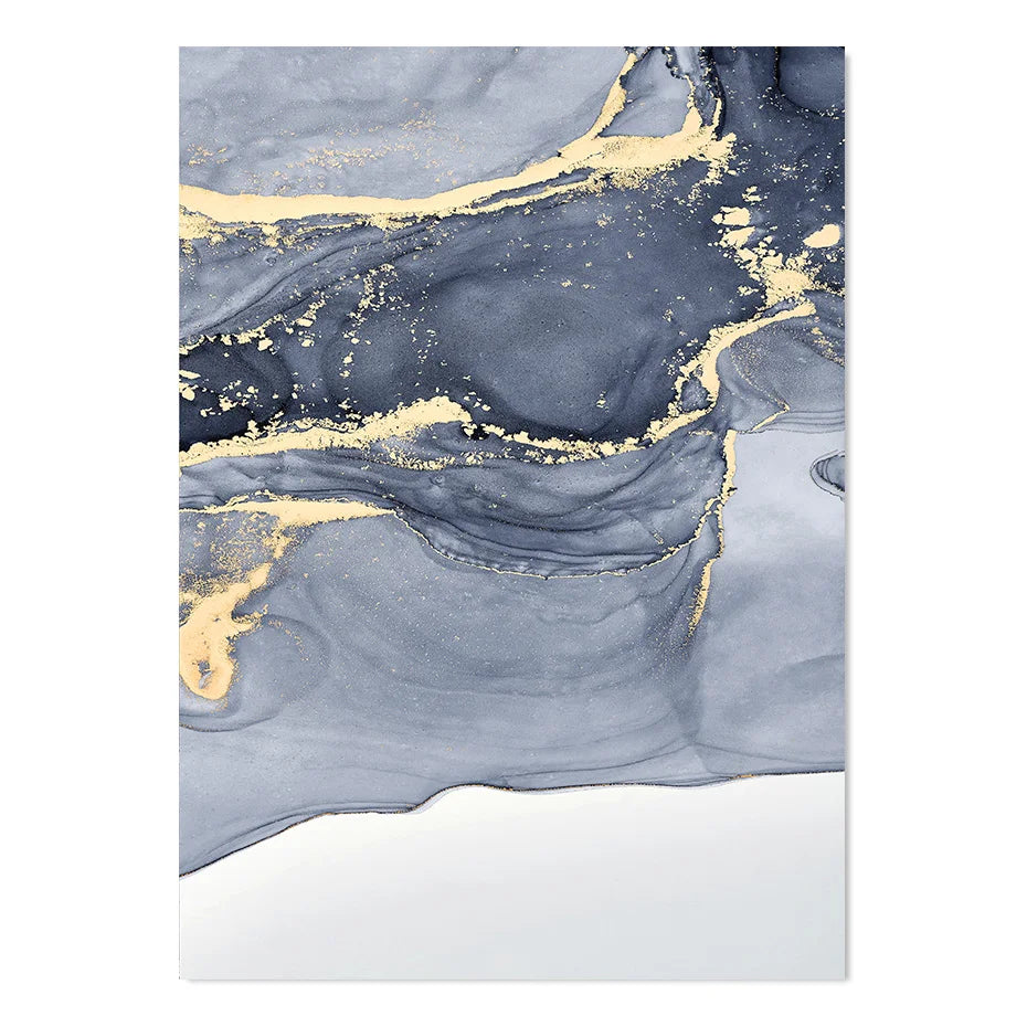 Schattierungen von Blau Abstrakte Flüssige Marmor Wandkunst Feine Kunst Leinwanddruck Mit Goldenen Akzenten Bilder Für Wohnzimmer Zeitgenössische Schlafzimmer Kunst Dekor | Brehn