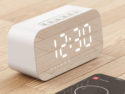 Brehn | 3-in-1 Wireless Bluetooth-Lautsprecher mit Subwoofer, Alarm, Spiegeluhr & Thermometer, für Zuhause & Büro