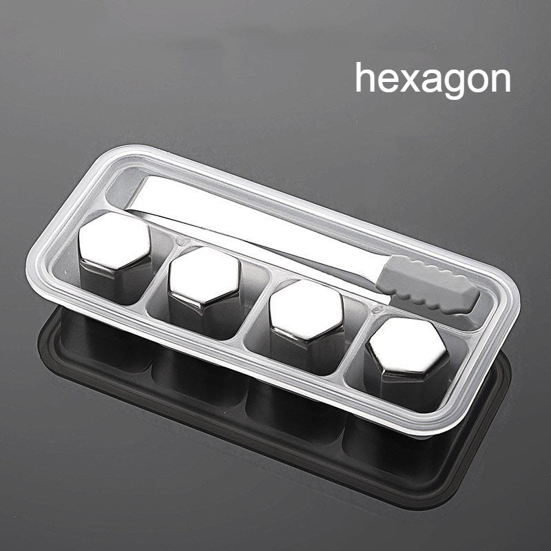 Brehn | Wiederverwendbare Edelstahl-Eiswürfel, mit Tippzange und Aufbewahrungs Tray (Set von 4)
