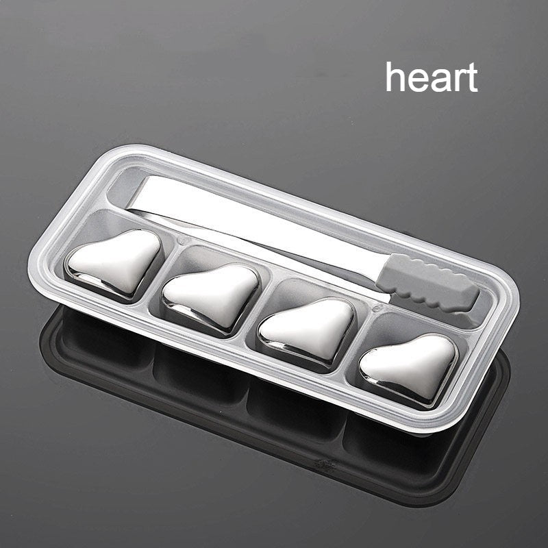 Brehn | Wiederverwendbare Edelstahl-Eiswürfel, mit Tippzange und Aufbewahrungs Tray (Set von 4)
