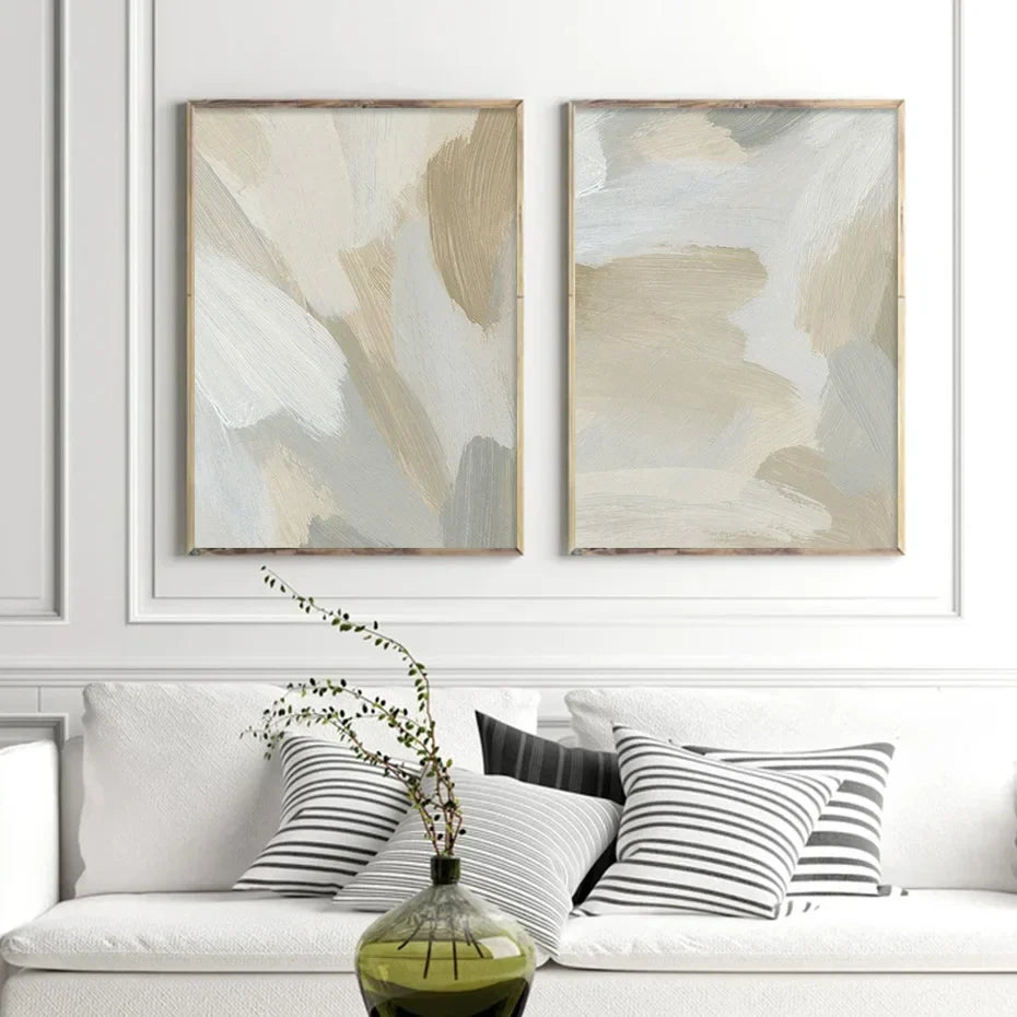 Neutrale Farben Abstrakte Dicke Pinselmalerei Wandkunst Fein Kunst Leinwanddrucke Poster Bilder Für Modernes Wohnzimmer Schlafzimmer Kunstdekoration | Brehn