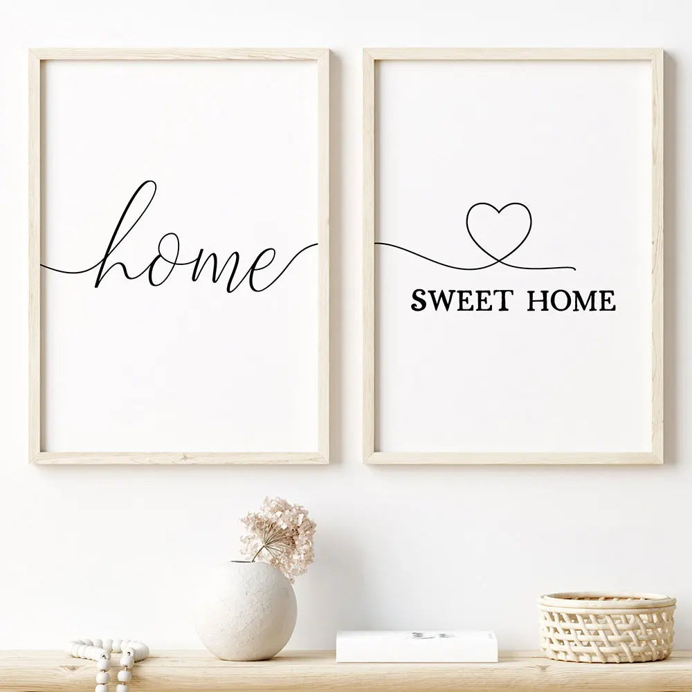 Home Sweet Home Schwarze Weiße Zitate Poster Wandkunst Feine Kunst Leinwanddrucke Minimalistische Nordische Bilder Für Einfache Wohnzimmerdekoration | Brehn