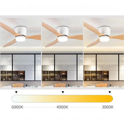 42/52 Zoll Deckenventilatoren mit LED-Lichtern - 3 Farben, 6 Geschwindigkeiten DC-Motor, Fernbedienung, niedrige Boden-Decorative Ventilatoren mit Beleuchtung | Brehn