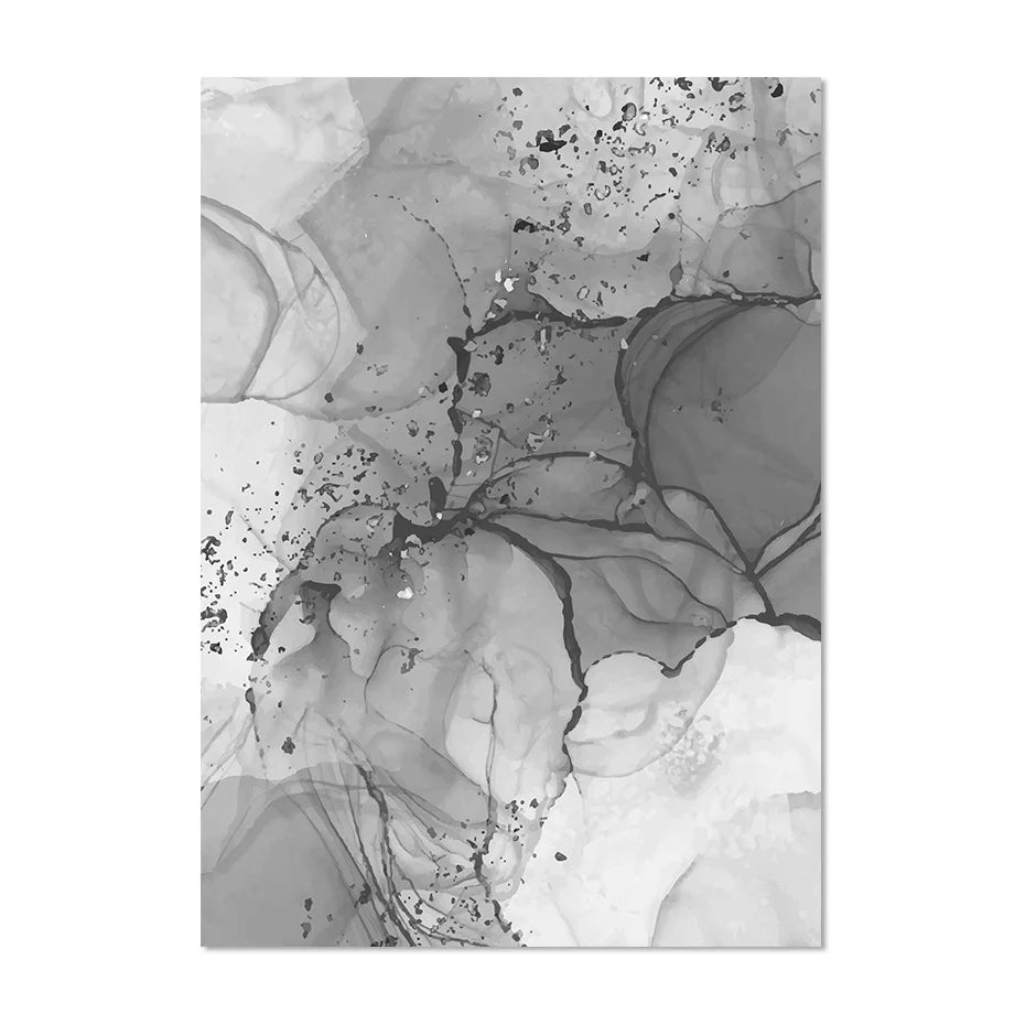 Moderne graue flüssige Marmor-Print Wandkunst feine Kunst Leinwanddrucke abstrakte schwarz-weiße Posterbilder für Wohnzimmer Home Office Kunst Dekor | Brehn