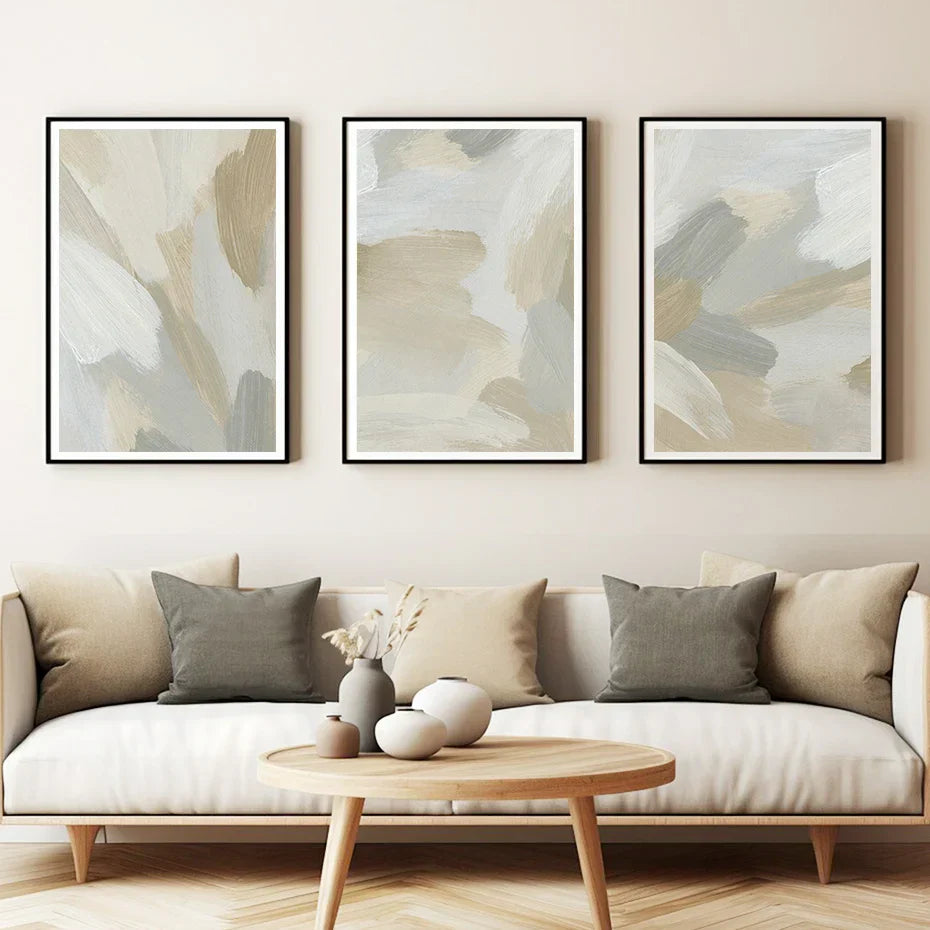 Neutrale Farben Abstrakte Dicke Pinselmalerei Wandkunst Fein Kunst Leinwanddrucke Poster Bilder Für Modernes Wohnzimmer Schlafzimmer Kunstdekoration | Brehn