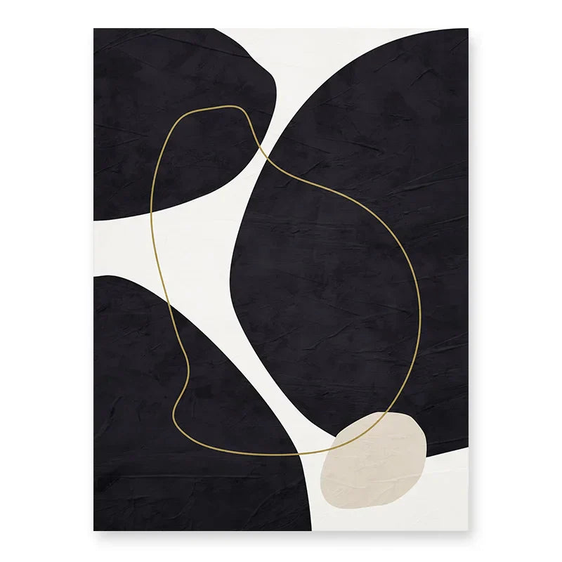 Nordic Minimalist Abstrakt Beige Schwarz Form &amp; Linie Wandkunst Fine Art Leinwanddrucke Bilder für modernes Wohnzimmer Schlafzimmer Kunstdekoration | Brehn
