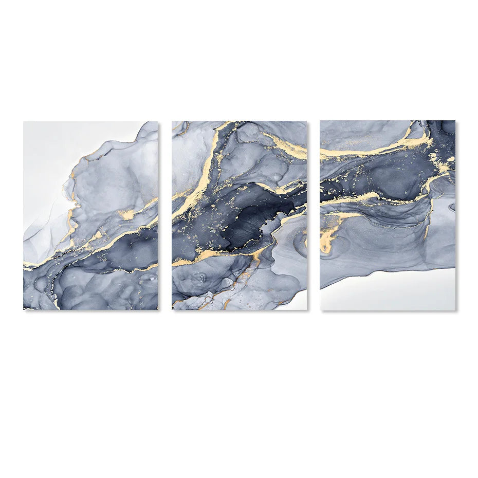 Schattierungen von Blau Abstrakte Flüssige Marmor Wandkunst Feine Kunst Leinwanddruck Mit Goldenen Akzenten Bilder Für Wohnzimmer Zeitgenössische Schlafzimmer Kunst Dekor | Brehn