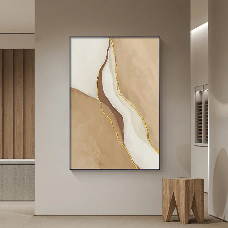 Moderne geomorphe abstrakte Wandkunst Feinkunst Grau Beige Braun Leinwanddrucke Bilder für das Wohnzimmer Zeitgenössische Wohnraumdekoration | Brehn