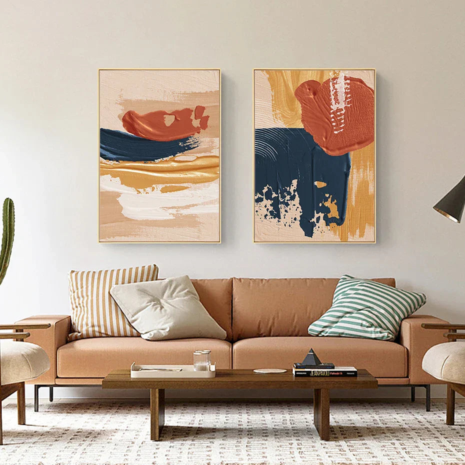 Moderne abstrakte kühne Pinselstrich Farb-Fusion Wandkunst Fine Art Leinwanddrucke Bunte Bilder für das Wohnzimmer | Brehn