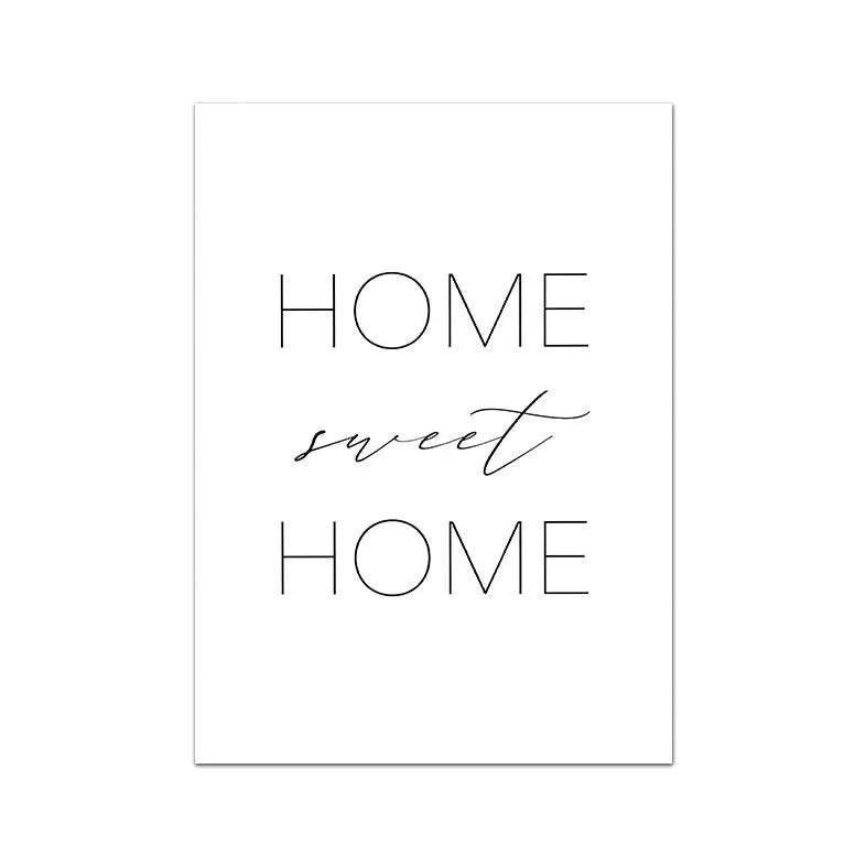 Home Sweet Home Schwarze Weiße Zitate Poster Wandkunst Feine Kunst Leinwanddrucke Minimalistische Nordische Bilder Für Einfache Wohnzimmerdekoration | Brehn