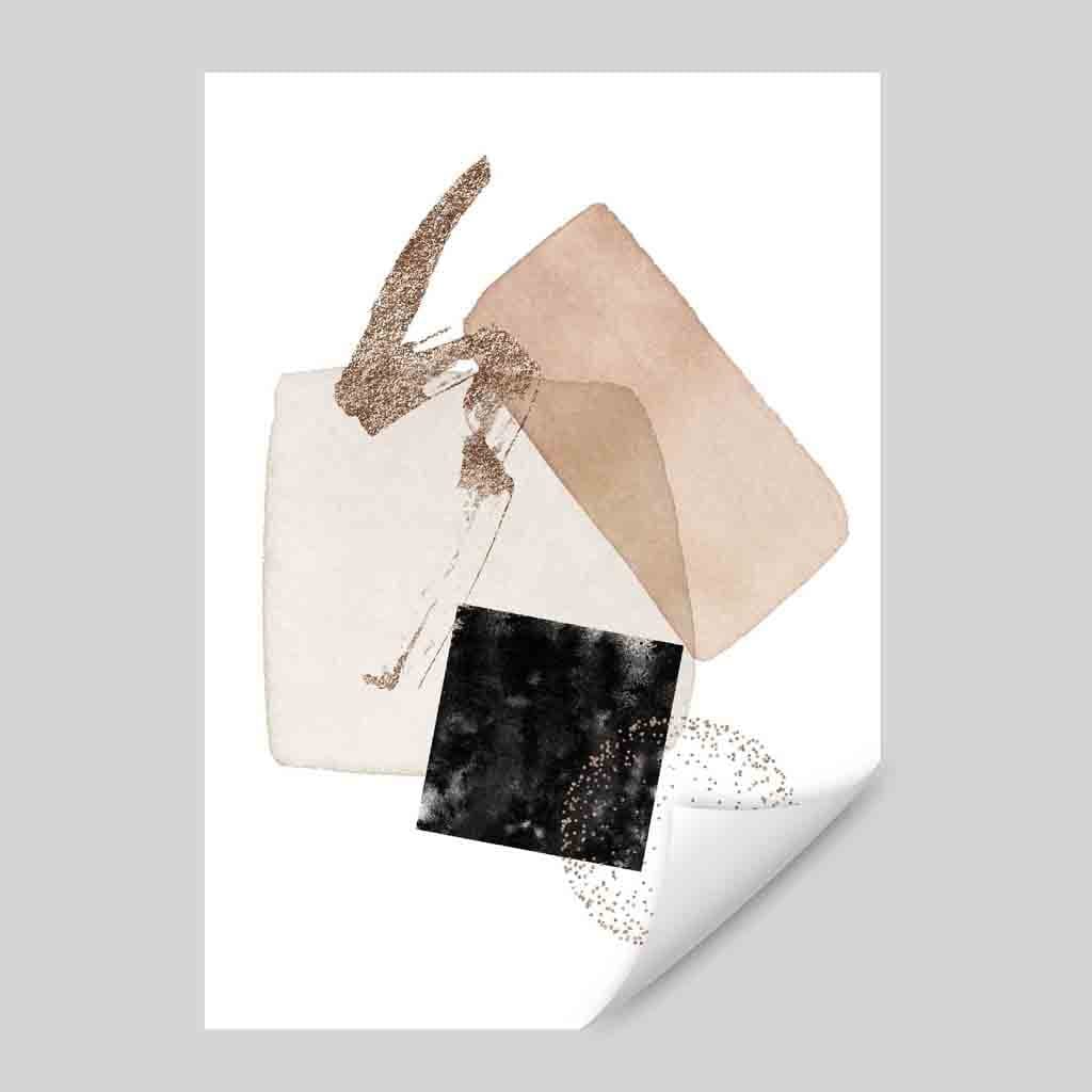 Abstrakter geometrischer Kunstdruck in Schwarz und Gold Nr. 3