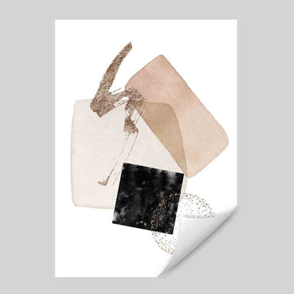 Abstrakter geometrischer Kunstdruck in Schwarz und Gold Nr. 3