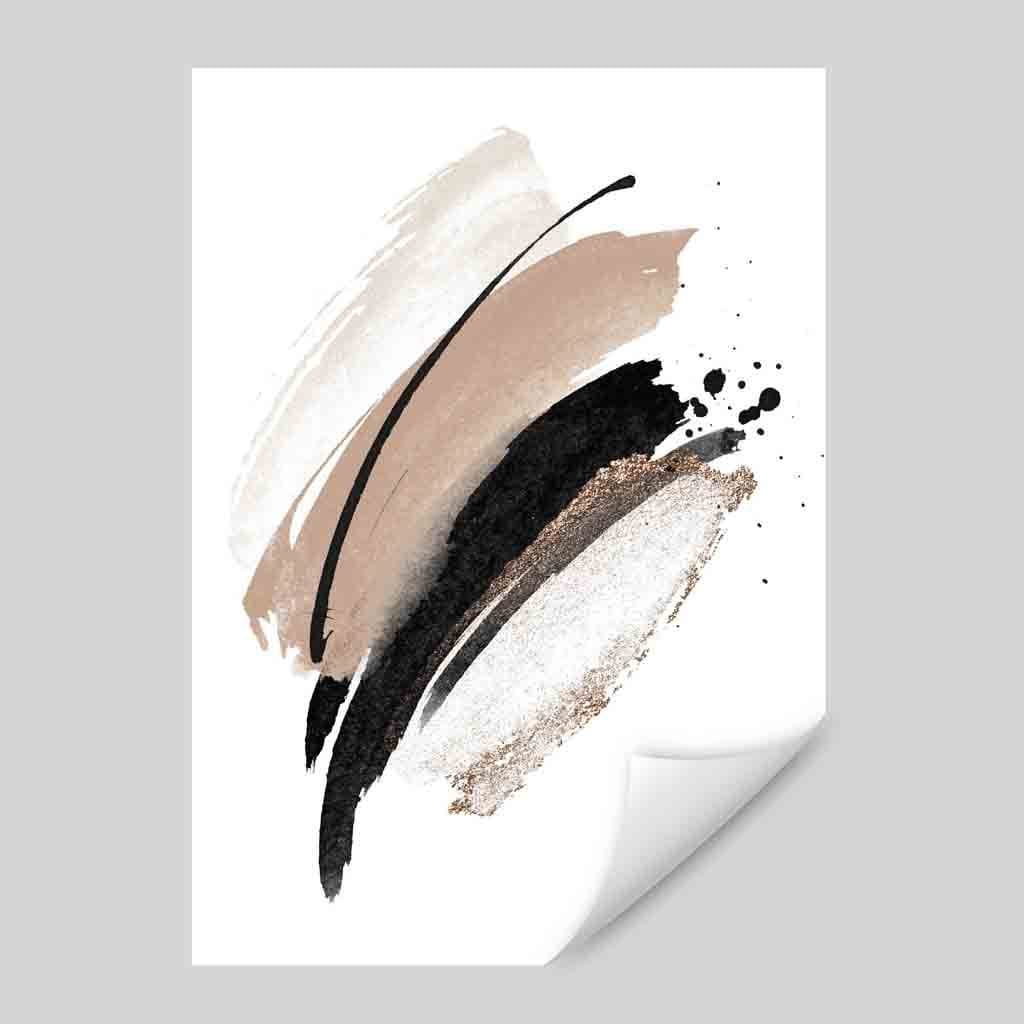 Abstrakte Pinselstriche Schwarz und Gold Nr. 1 Kunstdruck