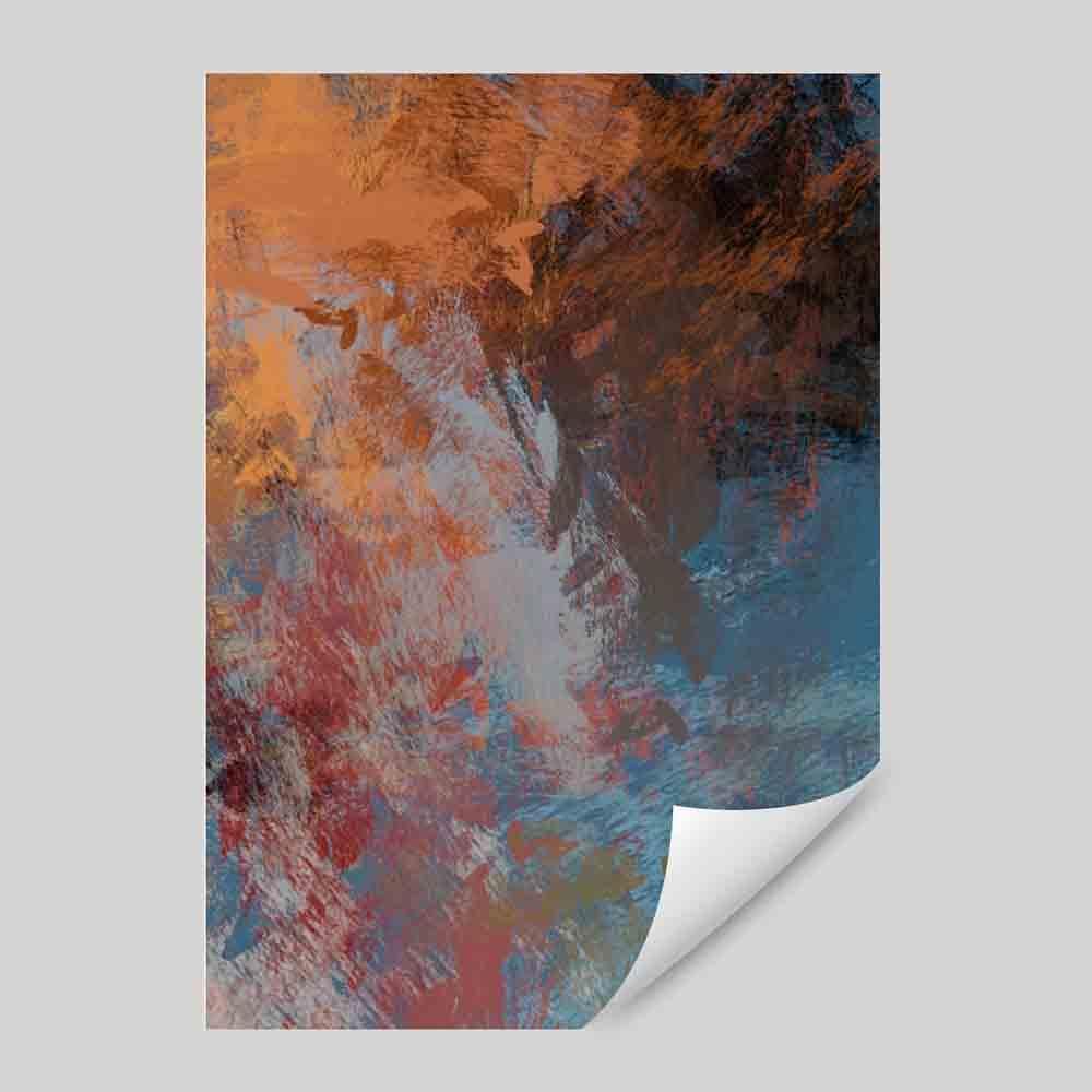 Abstrakter blau-orangefarbener Kunstdruck Nr. 2
