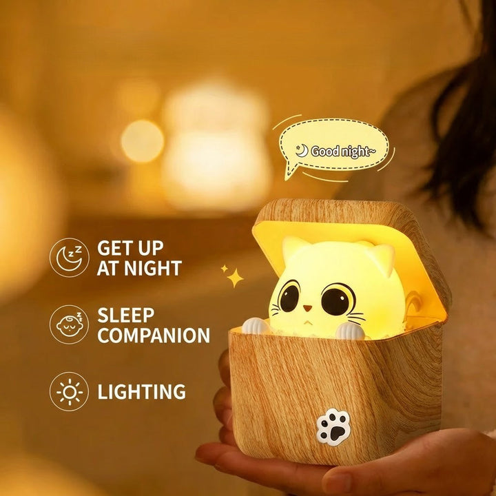 Süße Peekaboo Katze Holz Nachtlicht Lampe | Brehn